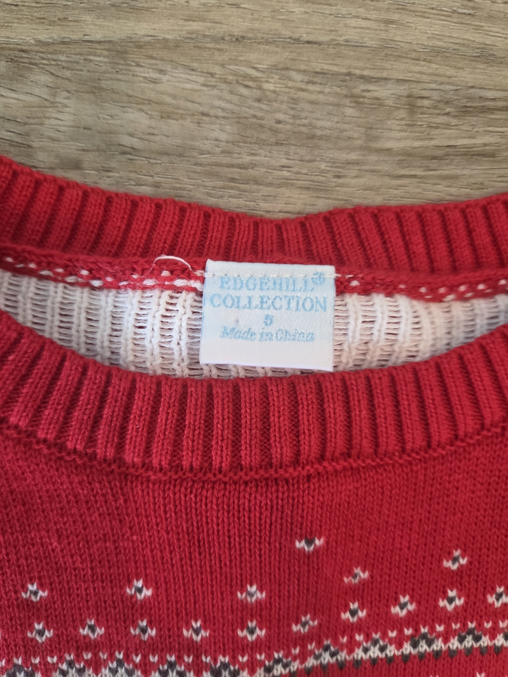 Edgehill Collection Red Fair Isle Button Shoulder Sweater - Picture 3 of 6